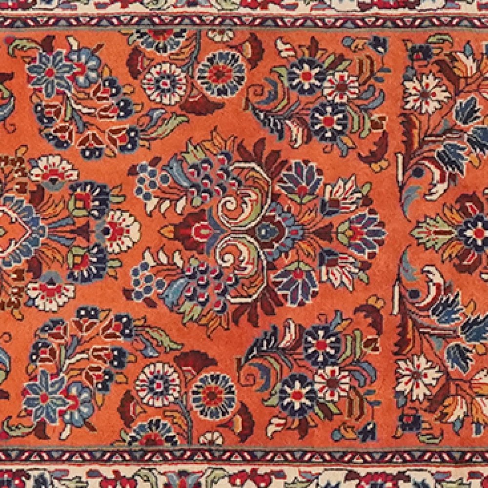 Sarough — Hand-knotted, 79x392 cm, Orange, 100% Virgin Wool | View 4