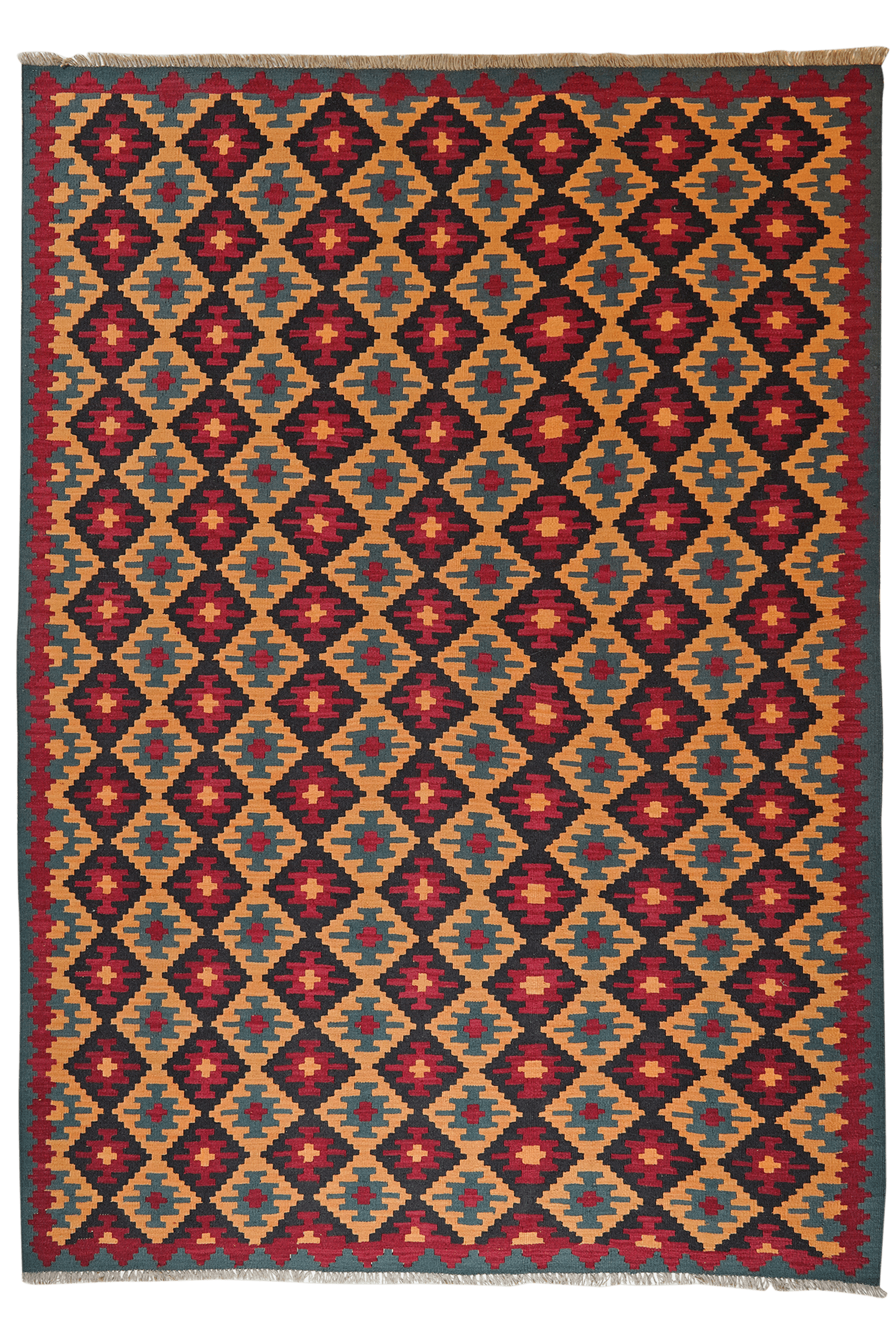 Kelim Gashgai — Handmade, 210x290 cm, Multicolor, 100% Virgin Wool | Main view
