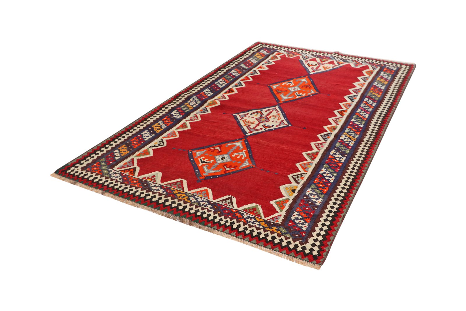 Kelim Gashgai Old — Handmade, 161x279 cm, Red, 100% Virgin Wool | View 5