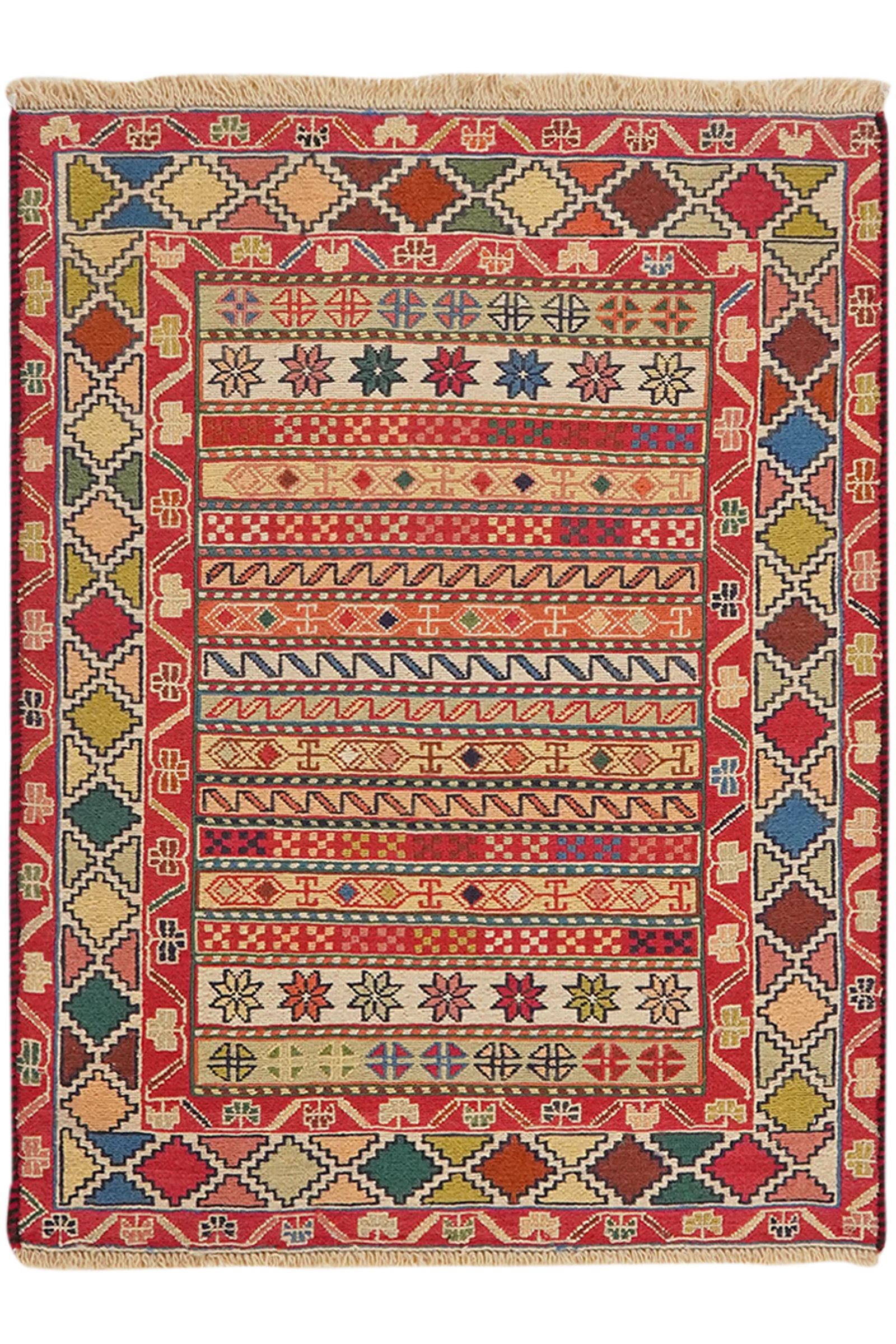 Sumak Shahsavan — Handgefertigt, 93x73 cm, Bunt, 100% Virgin Wool | Main view