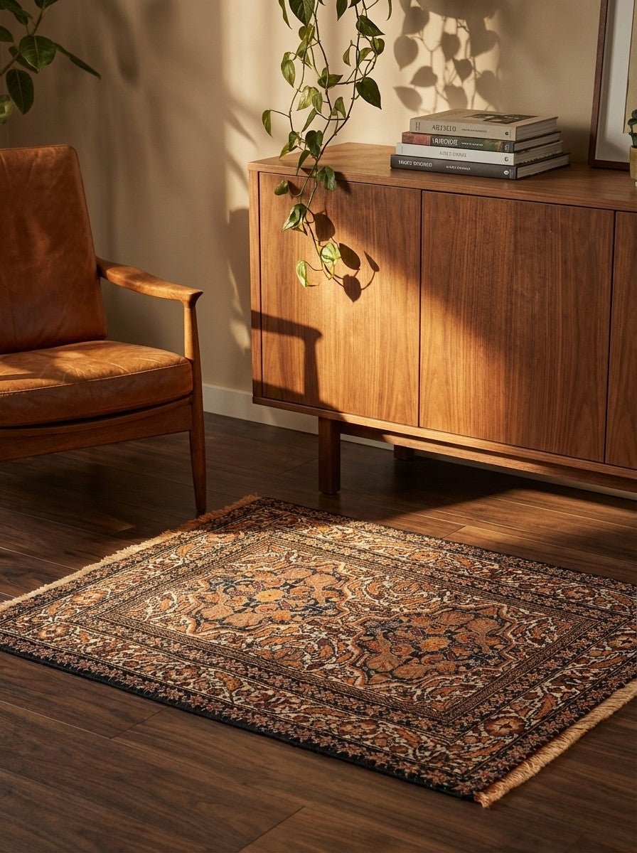 Belutch — Hand-knotted, 67x75 cm, Brown, 100% Virgin Wool | Back view