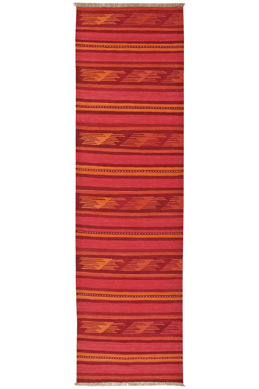 Kelim Gashgai — Handmade, 84x291 cm, Pink, 100% Virgin Wool | Main view