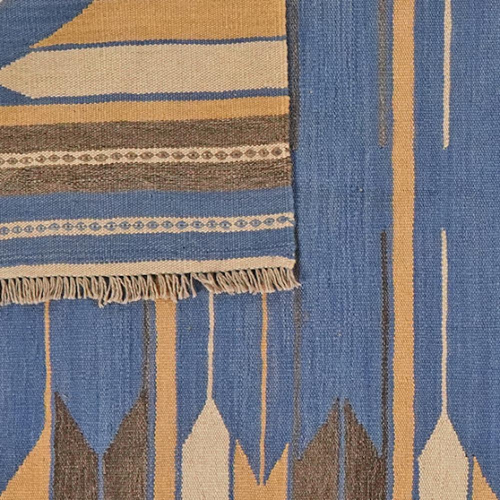 Kelim Gashgai — Handmade, 133x201 cm, Blue, 100% Virgin Wool | View 6