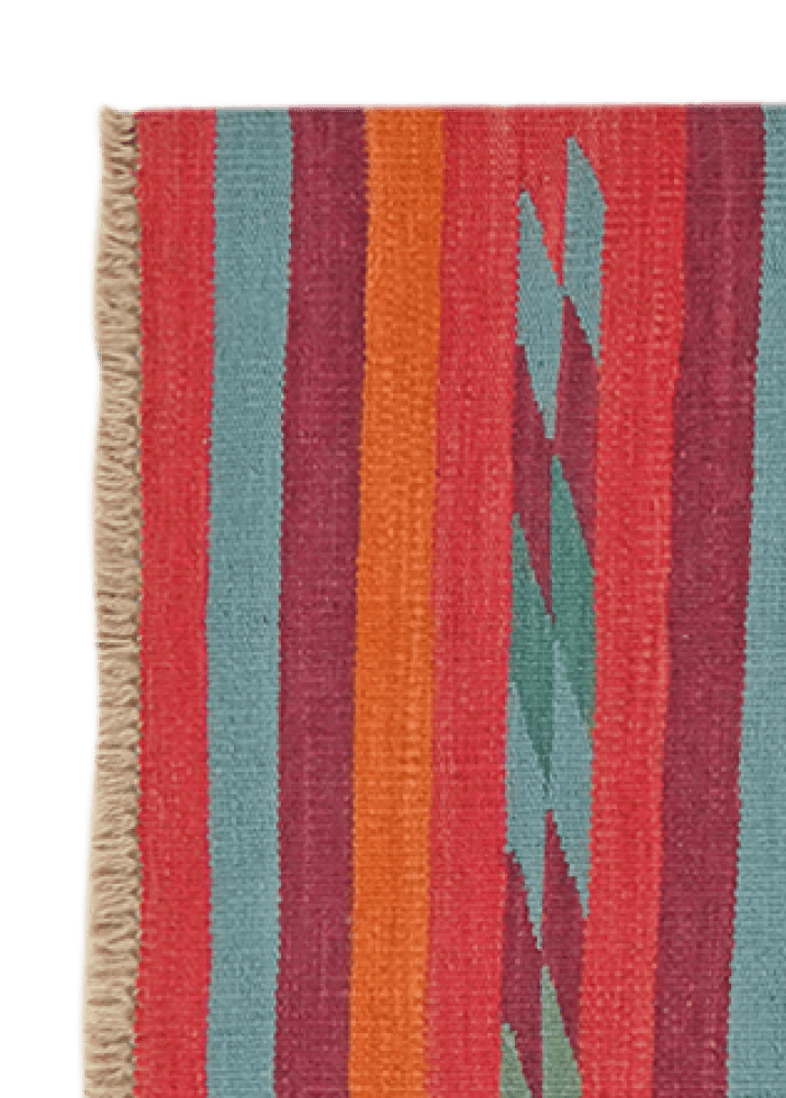 Kelim Gashgai — Handmade, 68x188 cm, Orange, 100% Virgin Wool | View 3