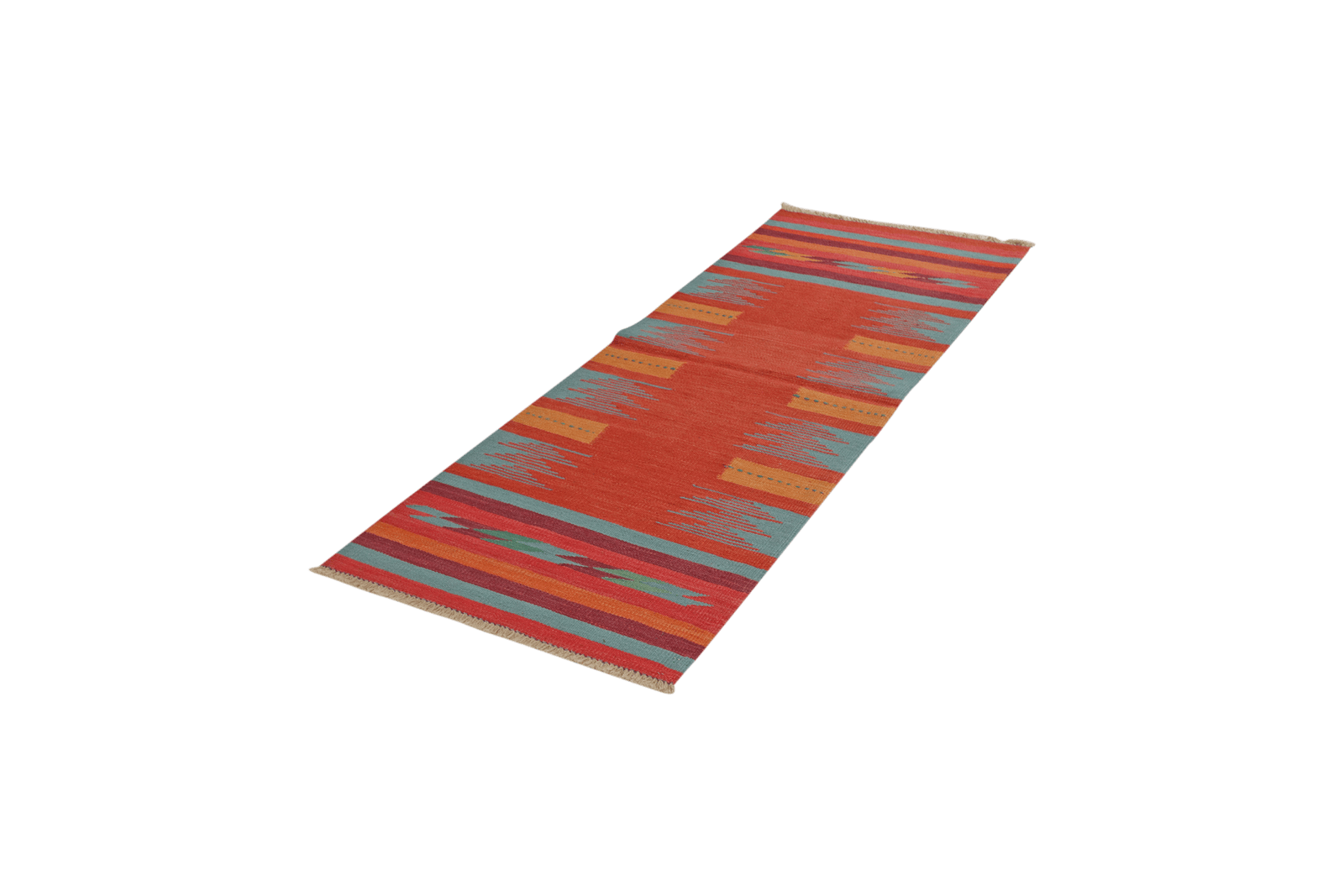 Kelim Gashgai — Handmade, 68x188 cm, Orange, 100% Virgin Wool | View 5