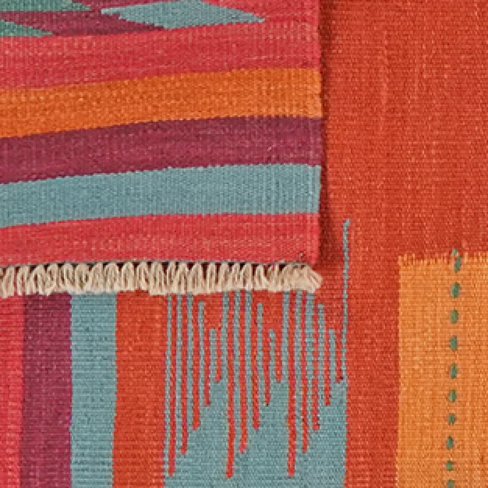 Kelim Gashgai — Handmade, 68x188 cm, Orange, 100% Virgin Wool | View 6