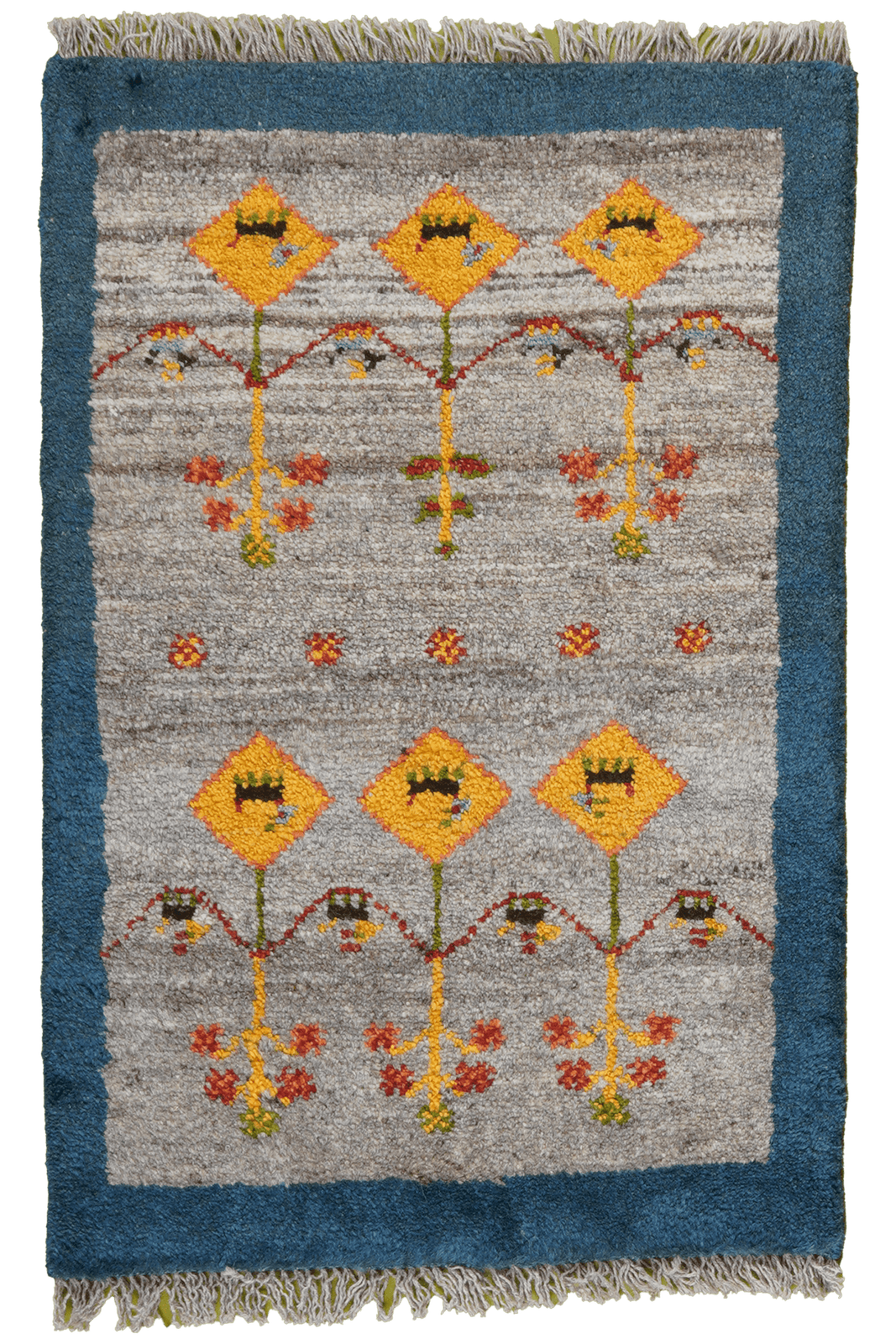 Gabbeh Sonnat — Hand-knotted, 58x88 cm, Grey, 100% Virgin Wool | Main view
