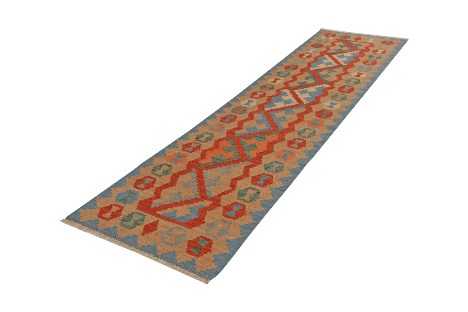 Kelim Gashgai — Handmade, 77x288 cm, Red, 100% Virgin Wool | View 5