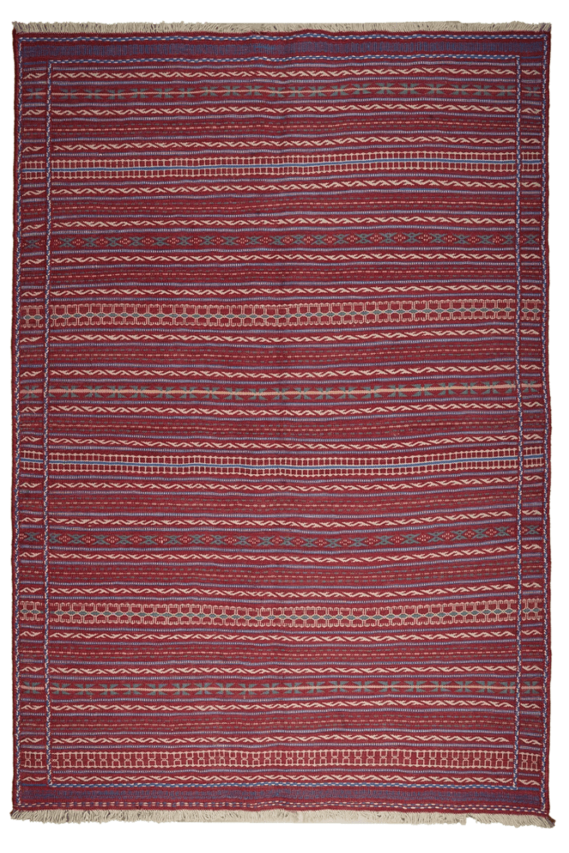 Kelim Kordi — Handmade, 167x243 cm, Red, 100% Virgin Wool | Main view