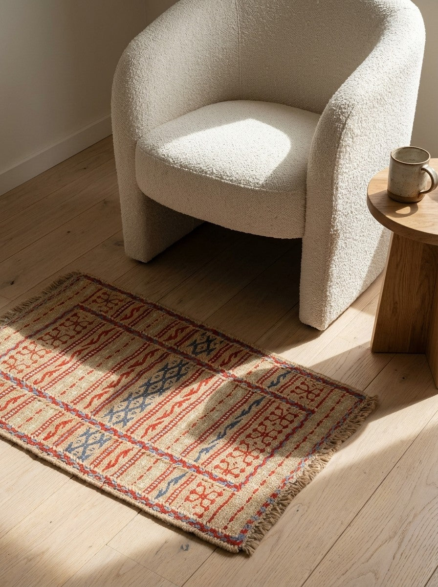 Kelim Kordi — Handmade, 41x64 cm, Beige, 100% Virgin Wool | Detail view