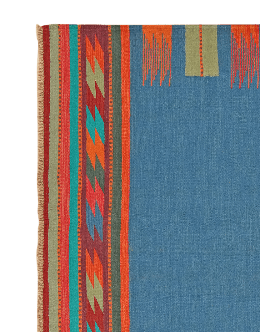 Kelim Gashgai — Handmade, 173x251 cm, Blue, 100% Virgin Wool | View 3