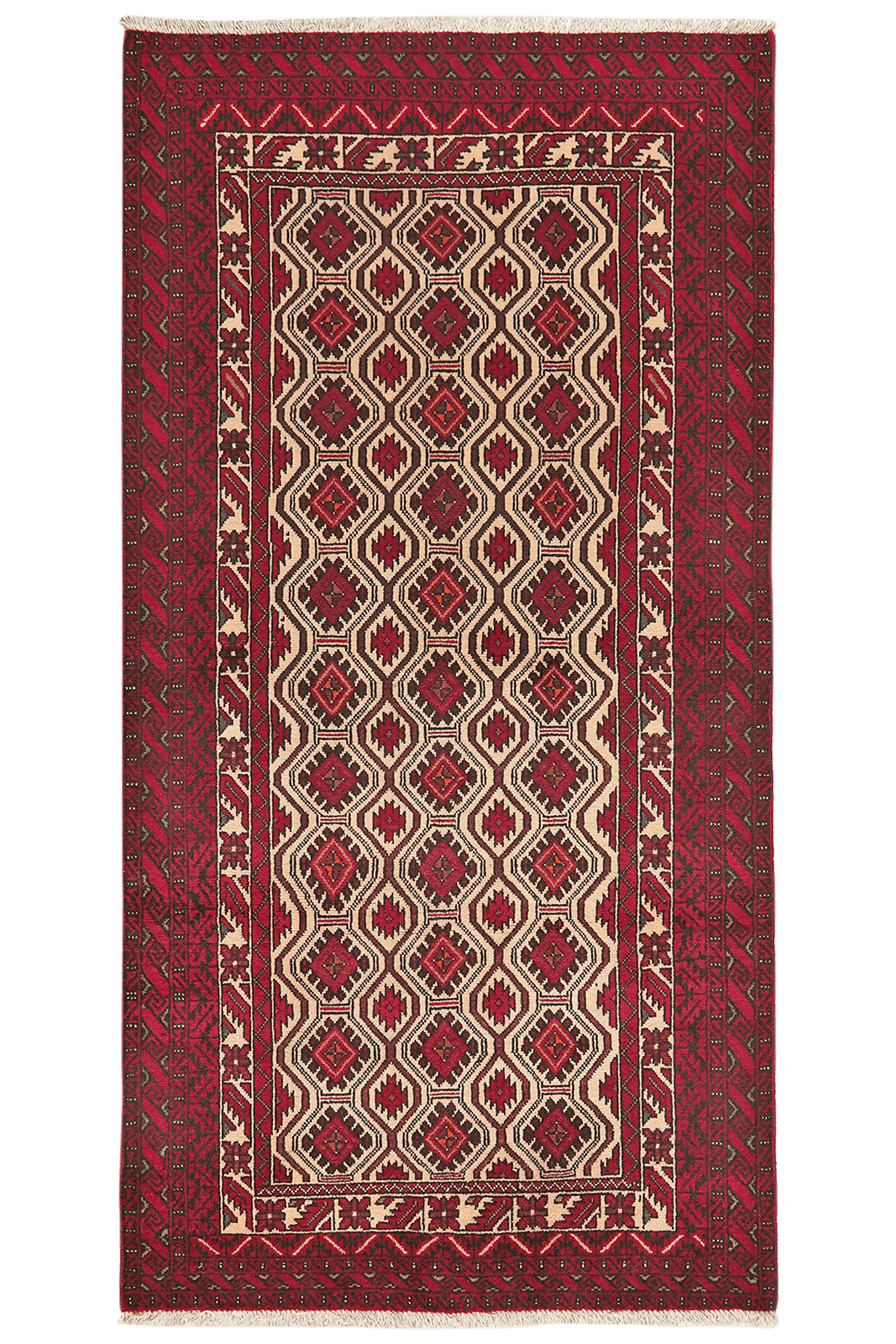 Belutch — Hand-knotted, 99x191 cm, Beige, 100% Virgin Wool | Main view