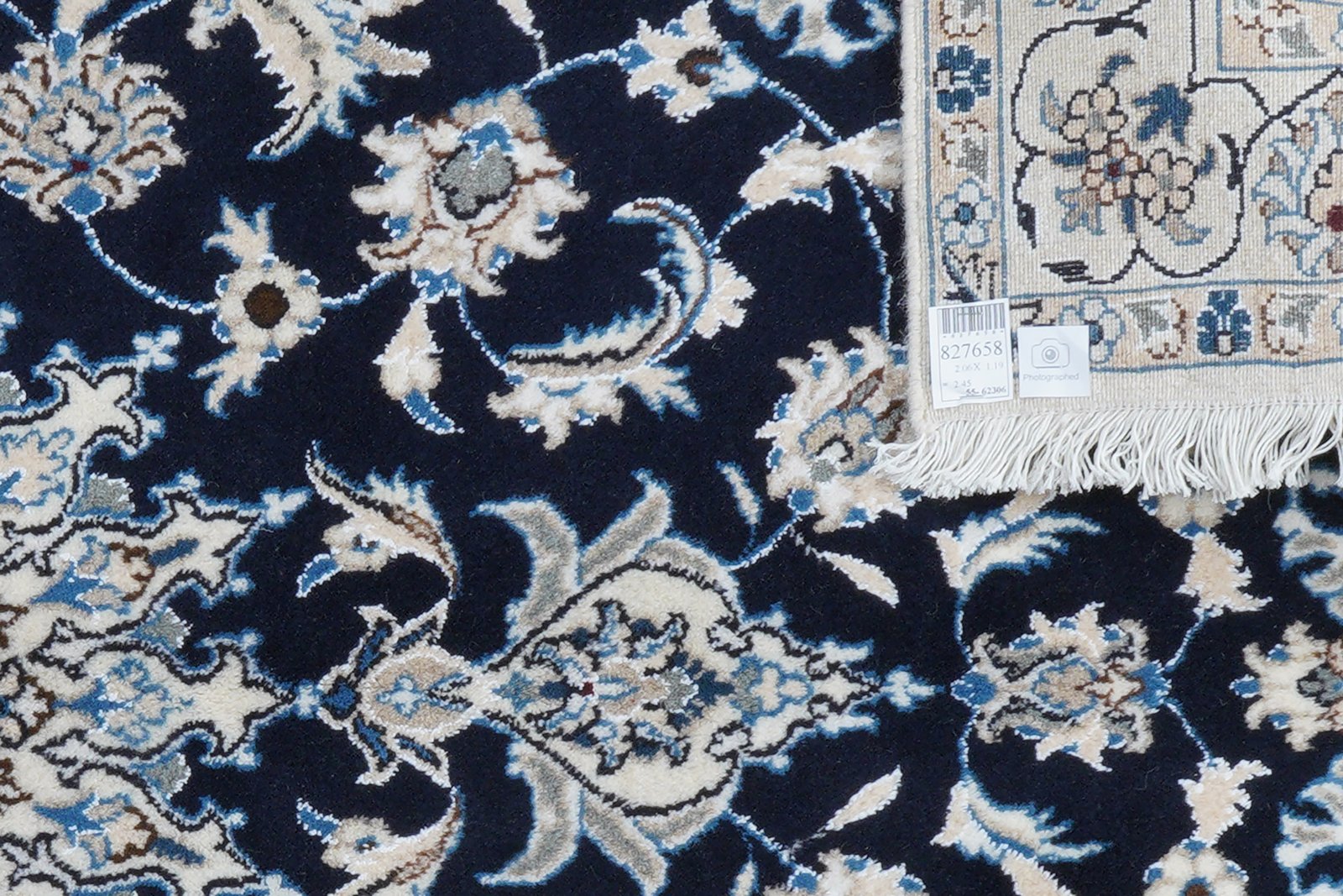 Nain 12La — Hand-knotted, 119x206 cm, Blue, 100% Virgin Wool | View 6