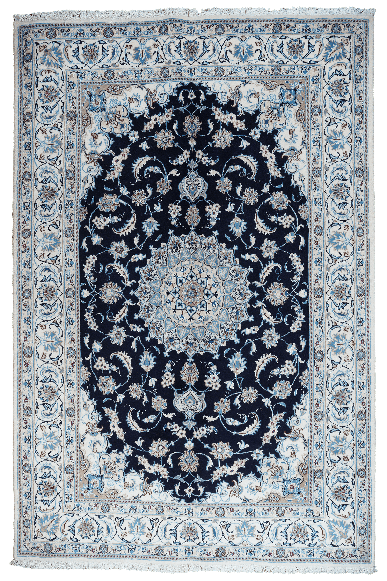 Nain 12La — Hand-knotted, 196x298 cm, Blue, 100% Virgin Wool | Main view