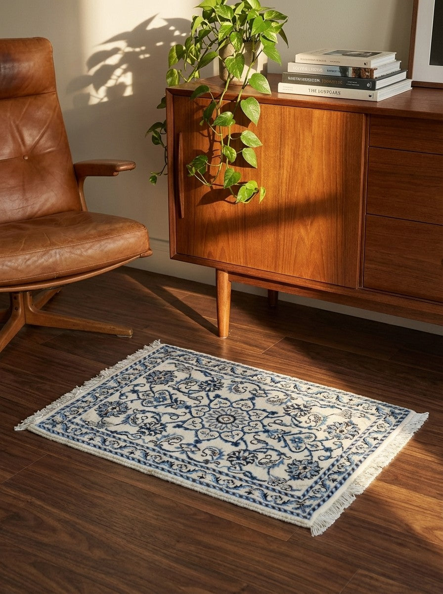 Nain 12La — Hand-knotted, 60x90 cm, Beige, 100% Virgin Wool | Back view