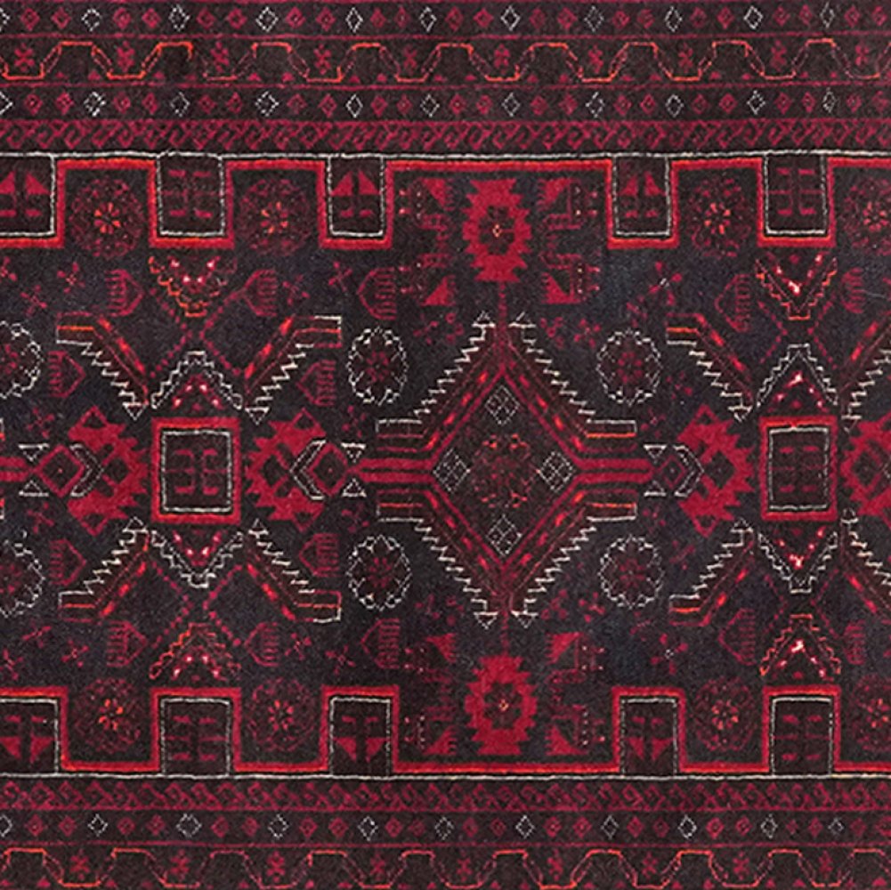 Belutch — Hand-knotted, 106x205 cm, Black, 100% Virgin Wool | View 4