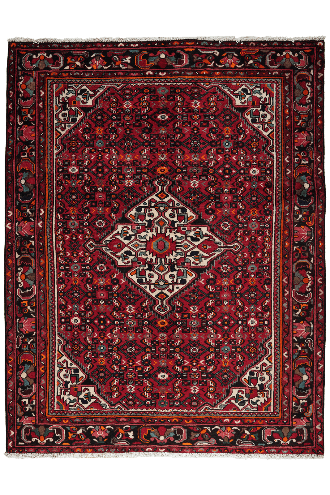 Hosseinabad — Hand-knotted, 167x216 cm, Red, 100% Virgin Wool | Main view