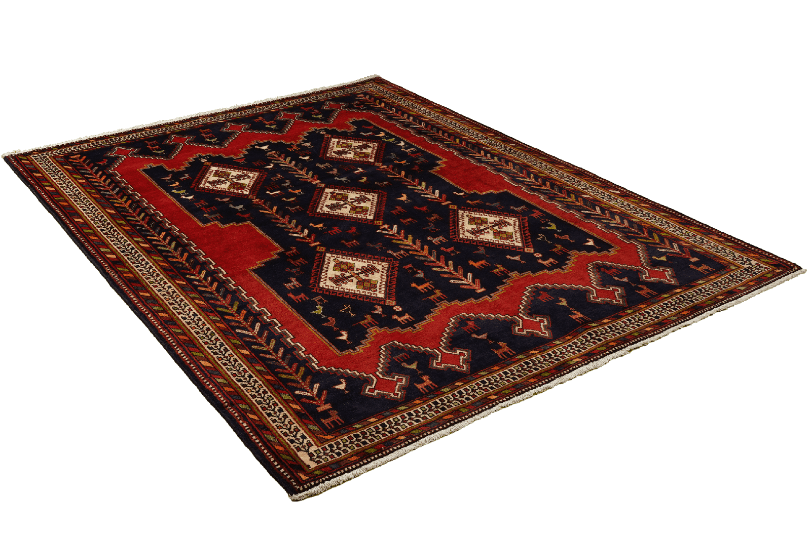 Afshar — Hand-knotted, 172x223 cm, Blue, 100% Virgin Wool | View 4