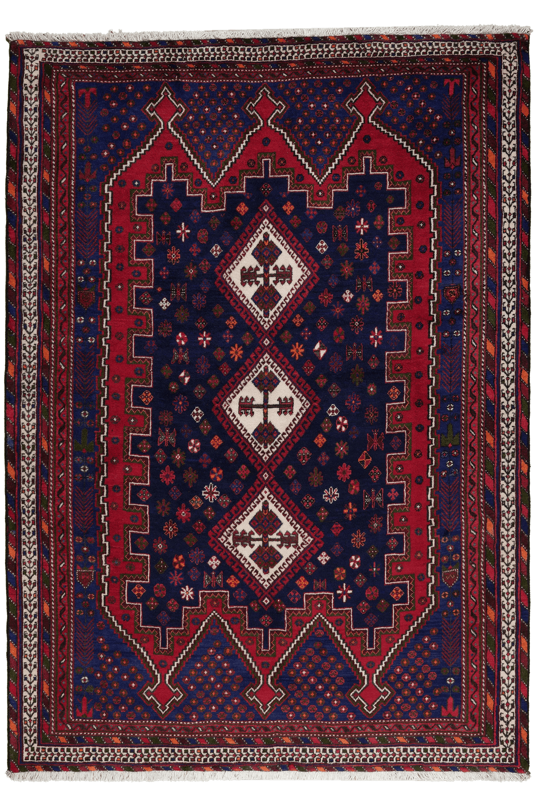 Afshar — Hand-knotted, 160x225 cm, Red, 100% Virgin Wool | Main view