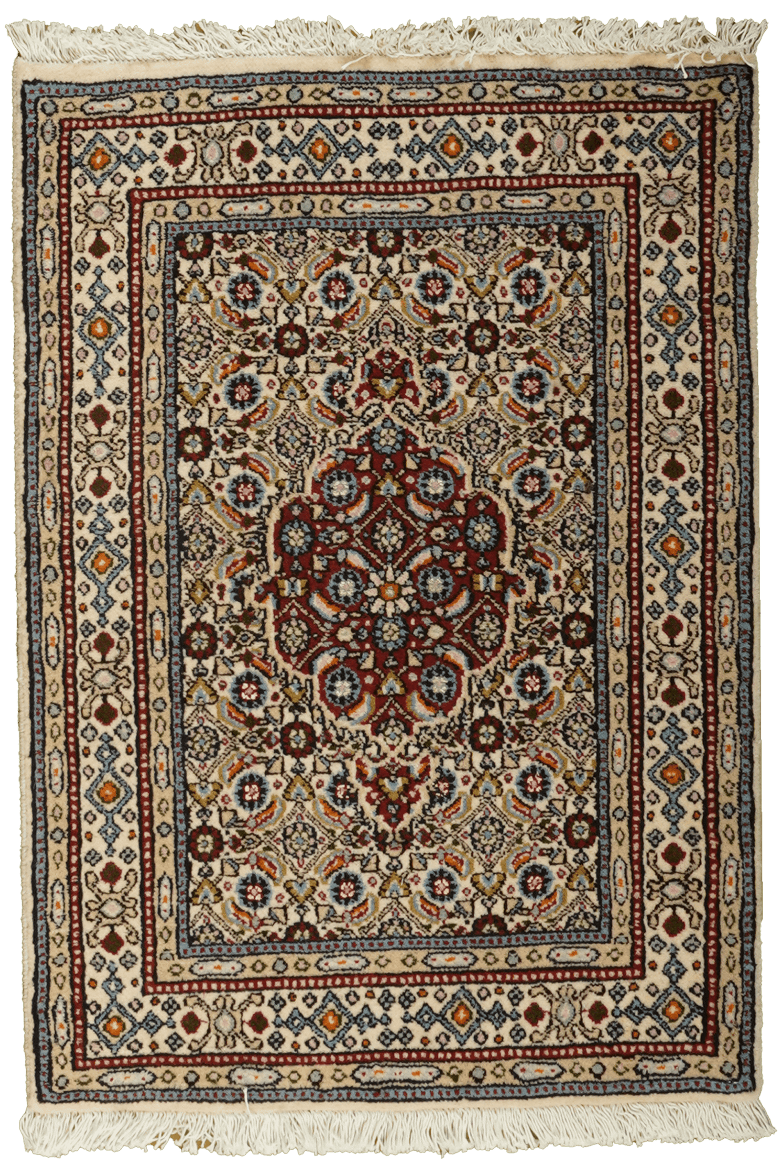 Moud Mahi — Hand-knotted, 59x85 cm, Beige, 100% Virgin Wool | Main view