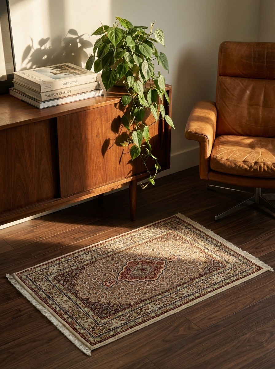 Moud Mahi — Hand-knotted, 93x150 cm, Brown, 100% Virgin Wool | Back view