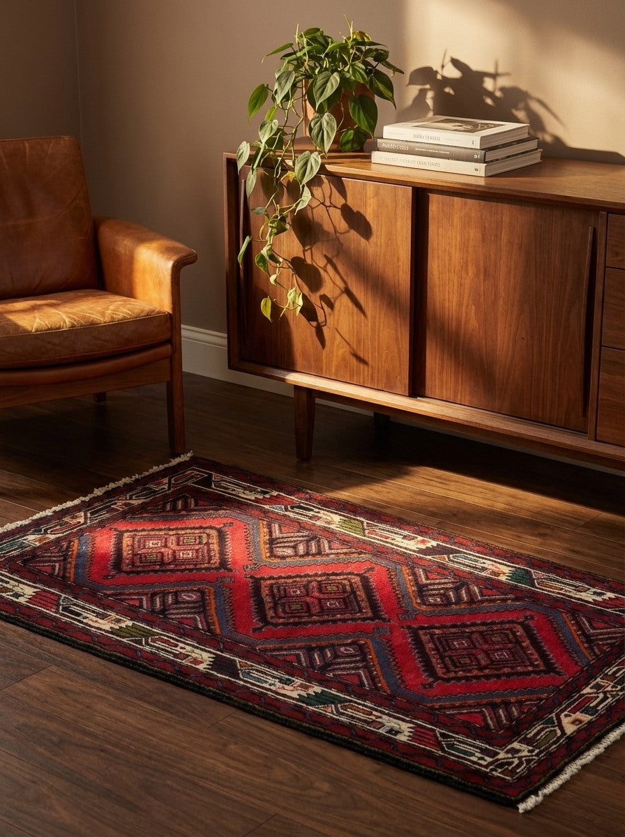Zagheh — Hand-knotted, 75x135 cm, Red, 100% Virgin Wool | Back view