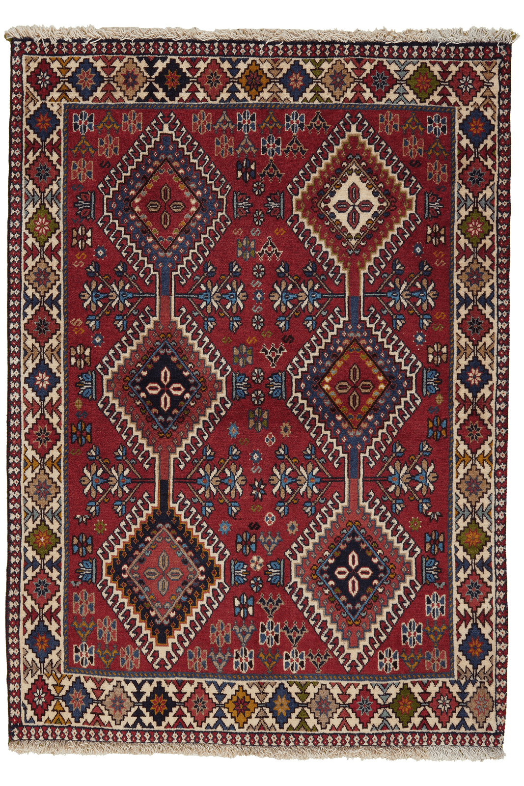 Yalameh — Hand-knotted, 101x142 cm, Red, 100% Virgin Wool | Main view