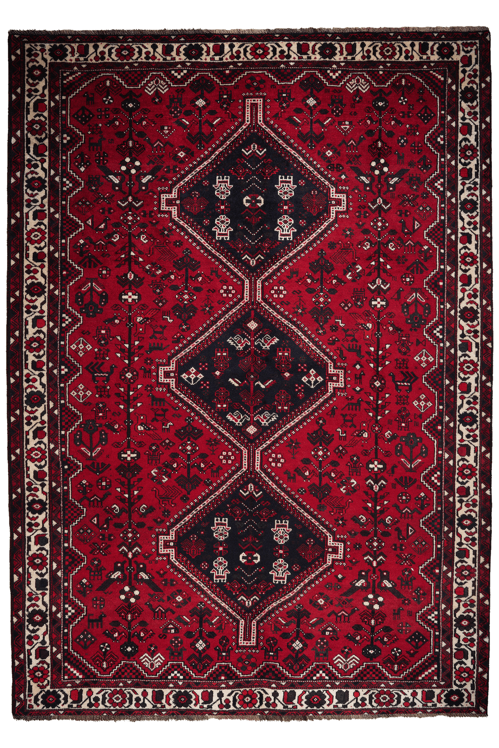 Gashgai — Hand-knotted, 206x291 cm, Red, 100% Virgin Wool | Main view