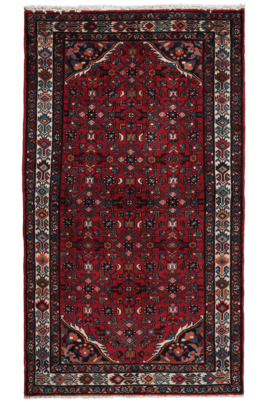Hosseinabad — Hand-knotted, 131x229 cm, Red, 100% Virgin Wool | Main view