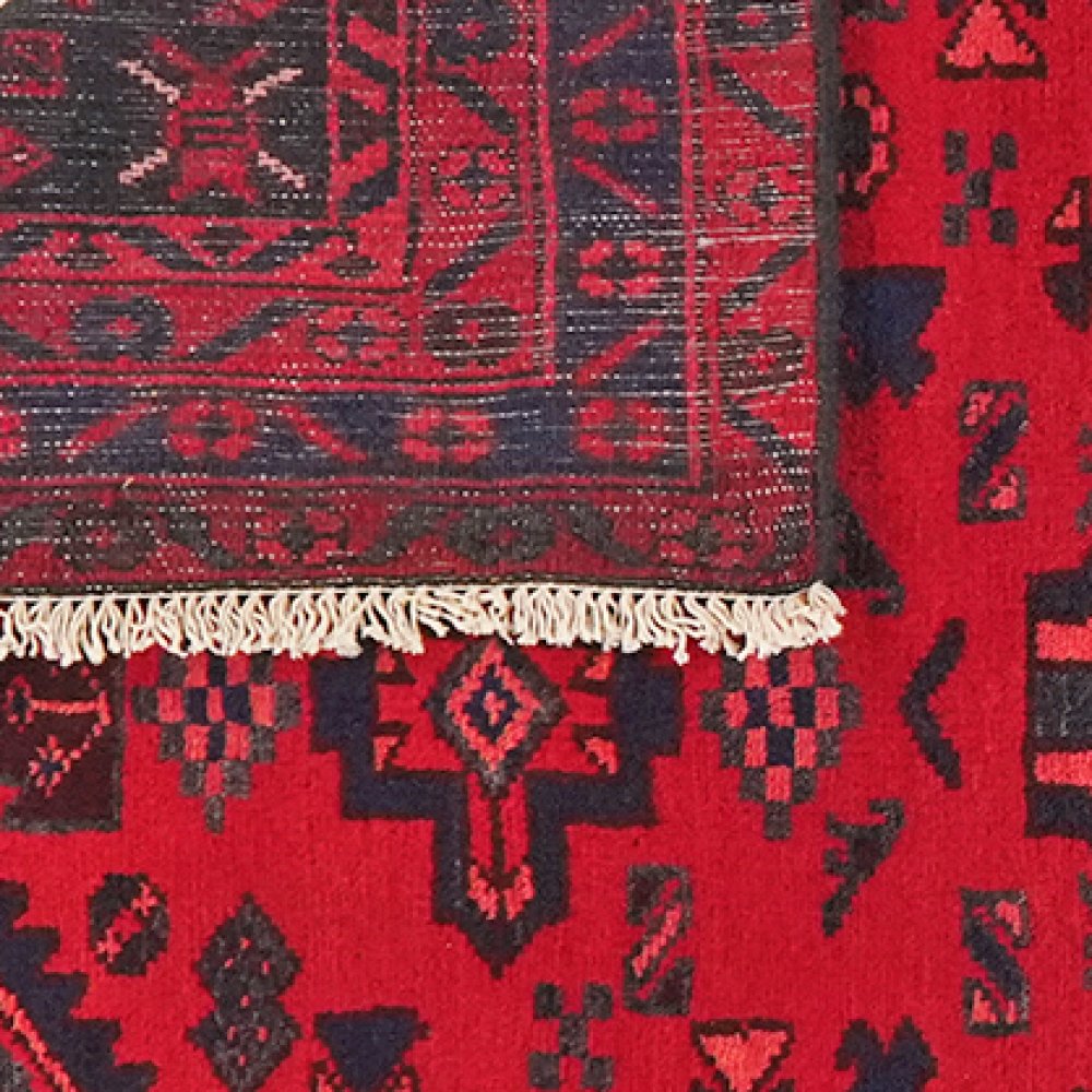 Khamseh — Hand-knotted, 136x202 cm, Red, 100% Virgin Wool | View 6