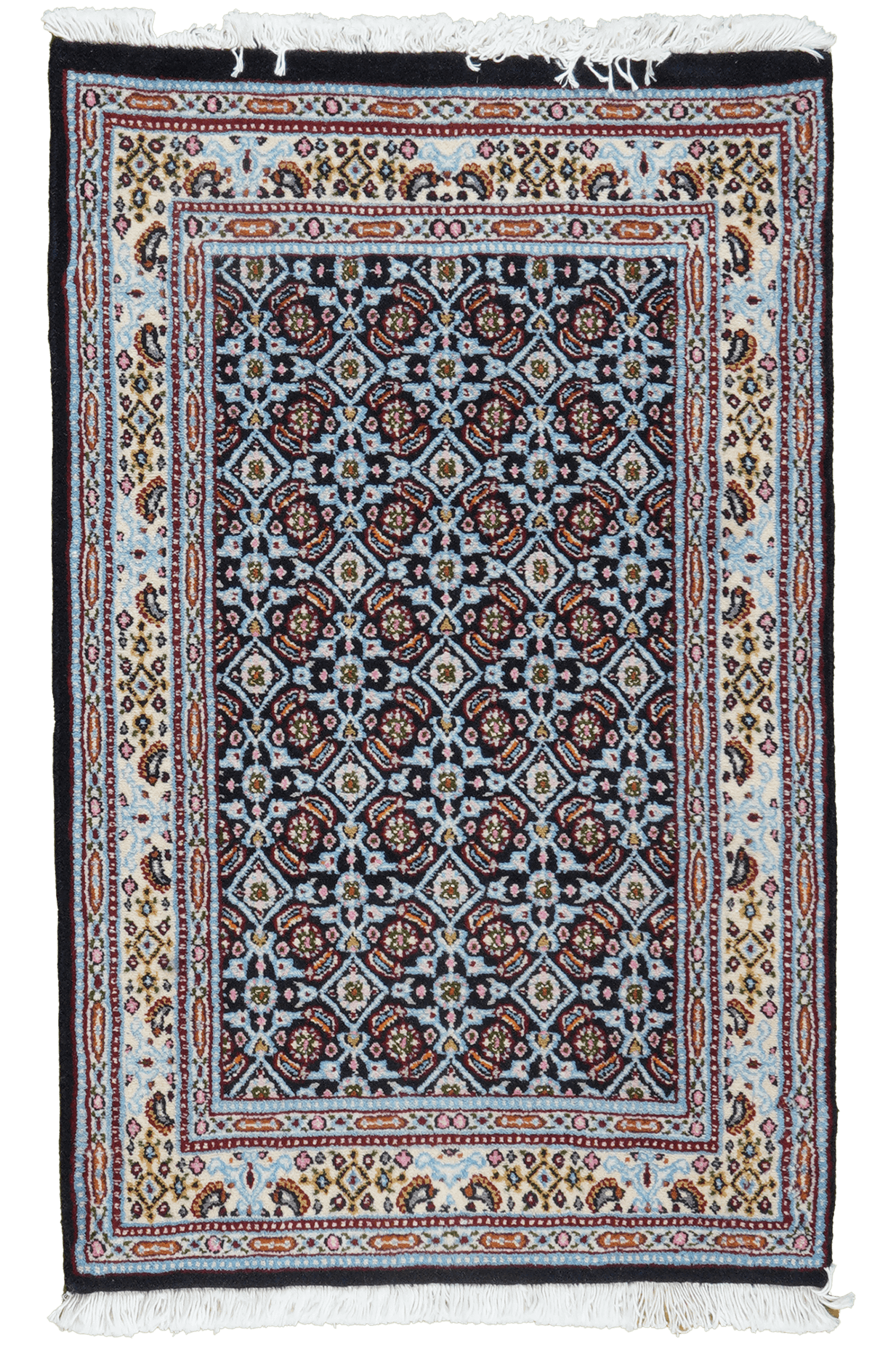 Moud Mahi — Hand-knotted, 56x89 cm, Blue, 100% Virgin Wool | Main view