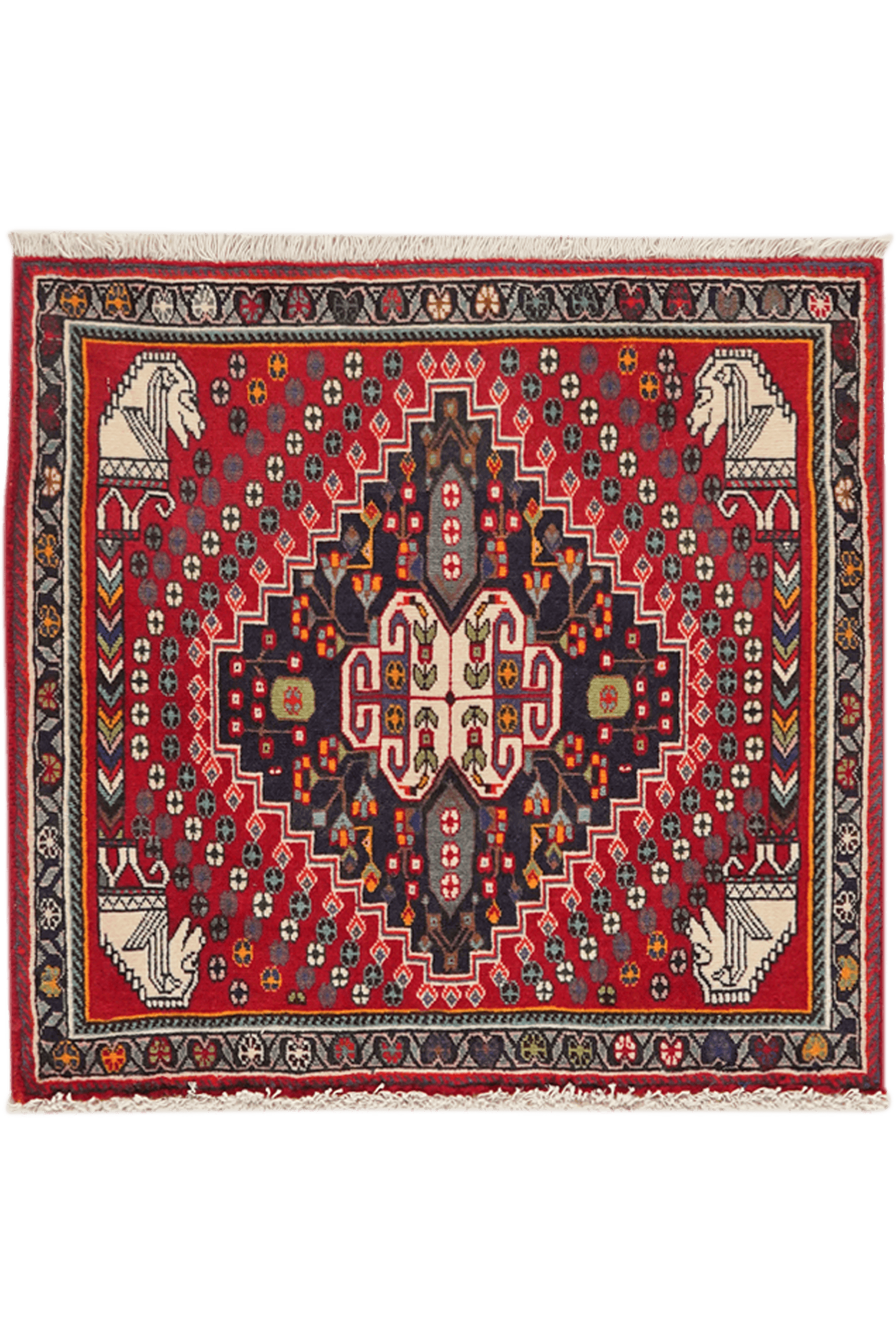 Gashgai — Hand-knotted, 65x60 cm, Red, 100% Virgin Wool | Main view