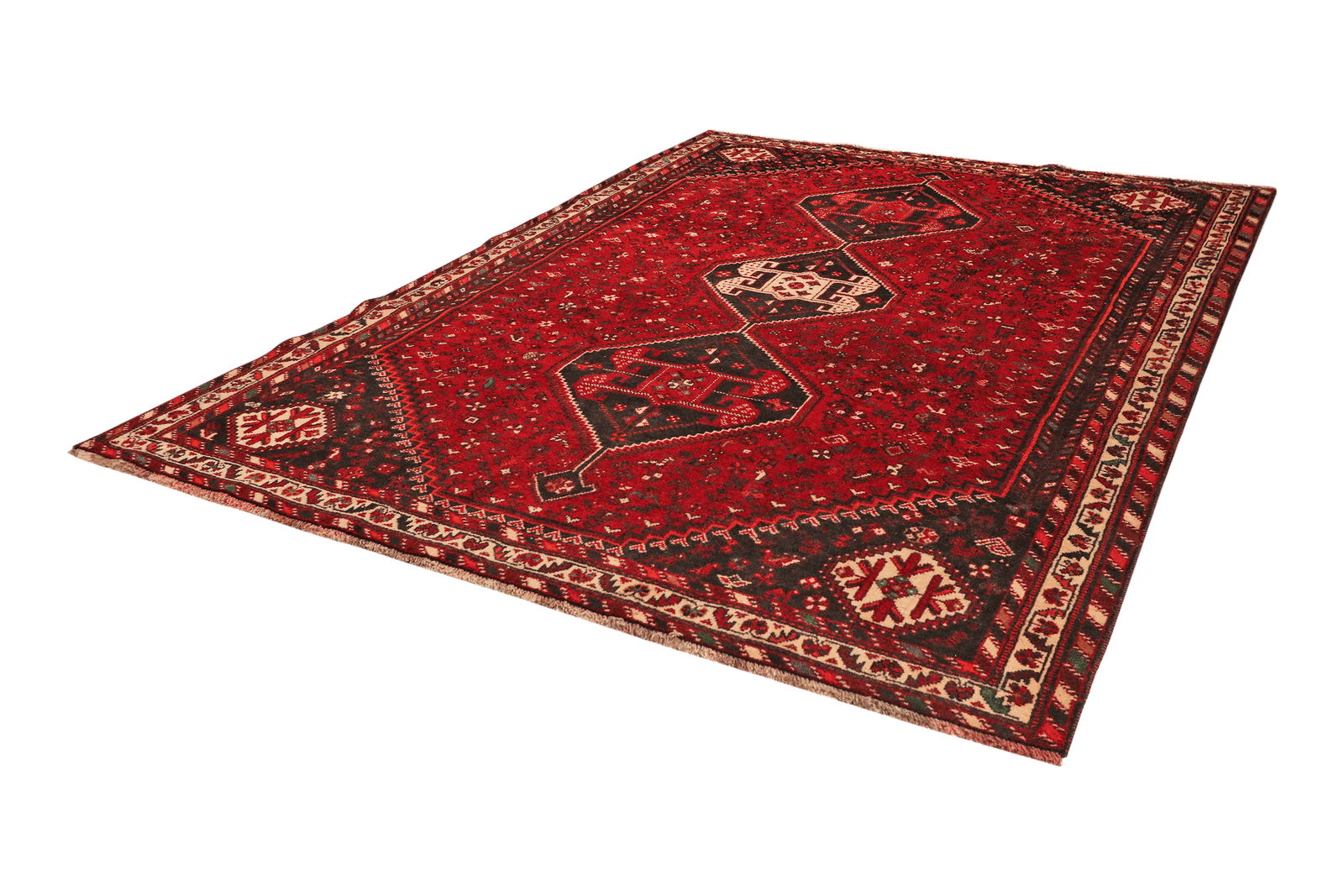 Gashgai — Hand-knotted, 230x311 cm, Red, 100% Virgin Wool | View 5