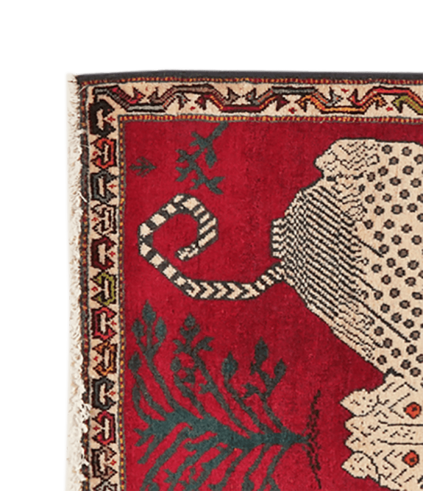 Gashgai — Hand-knotted, 60x63 cm, Red, 100% Virgin Wool | View 3