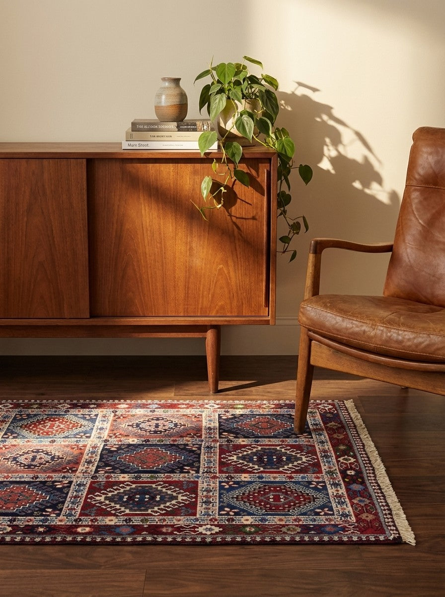 Yalameh — Hand-knotted, 101x146 cm, Multicolor, 100% Virgin Wool | Back view
