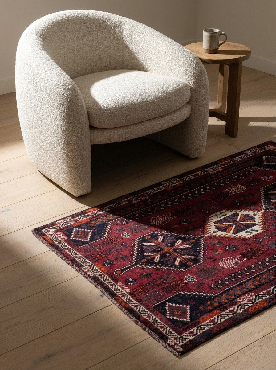 Gashgai — Handgefertigt, 162x117 cm, Beige, 100% Virgin Wool | Detail view