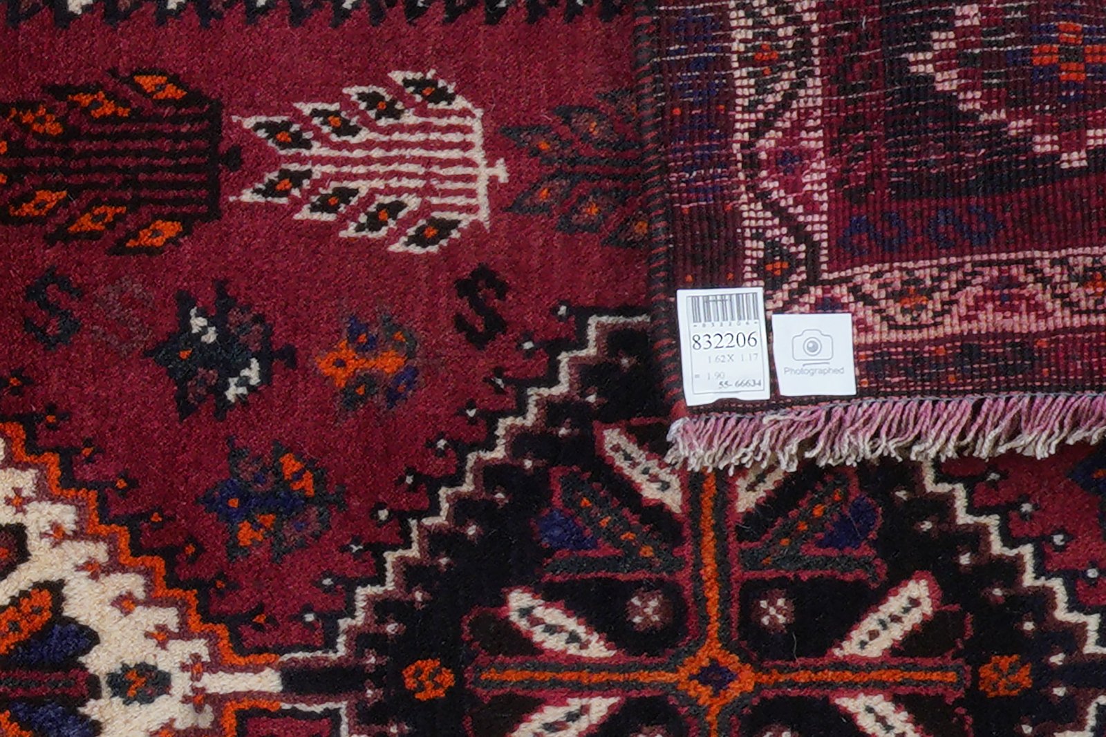 Gashgai — Hand-knotted, 117x162 cm, Red, 100% Virgin Wool | View 6