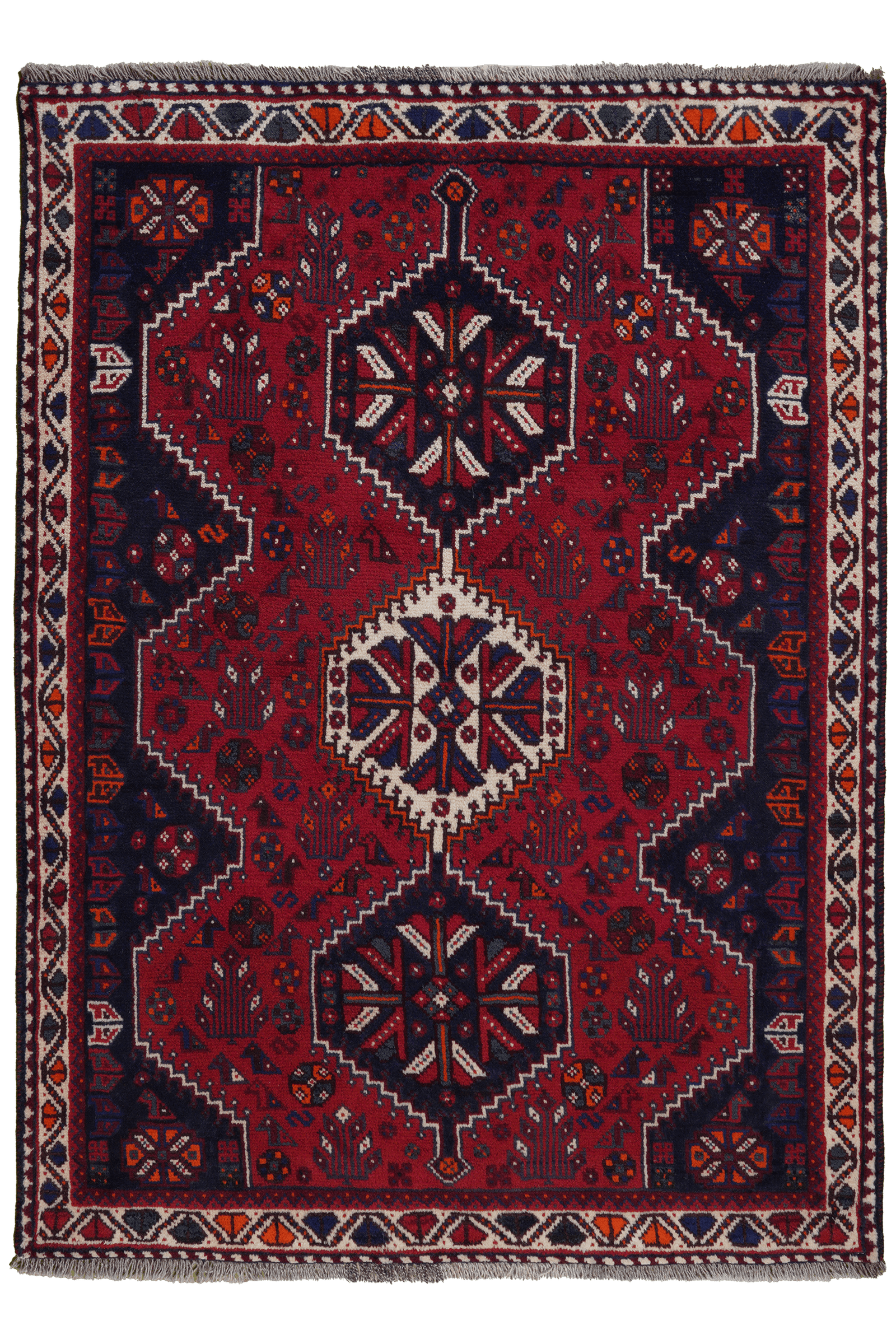 Gashgai — Hand-knotted, 126x172 cm, Red, 100% Virgin Wool | Main view