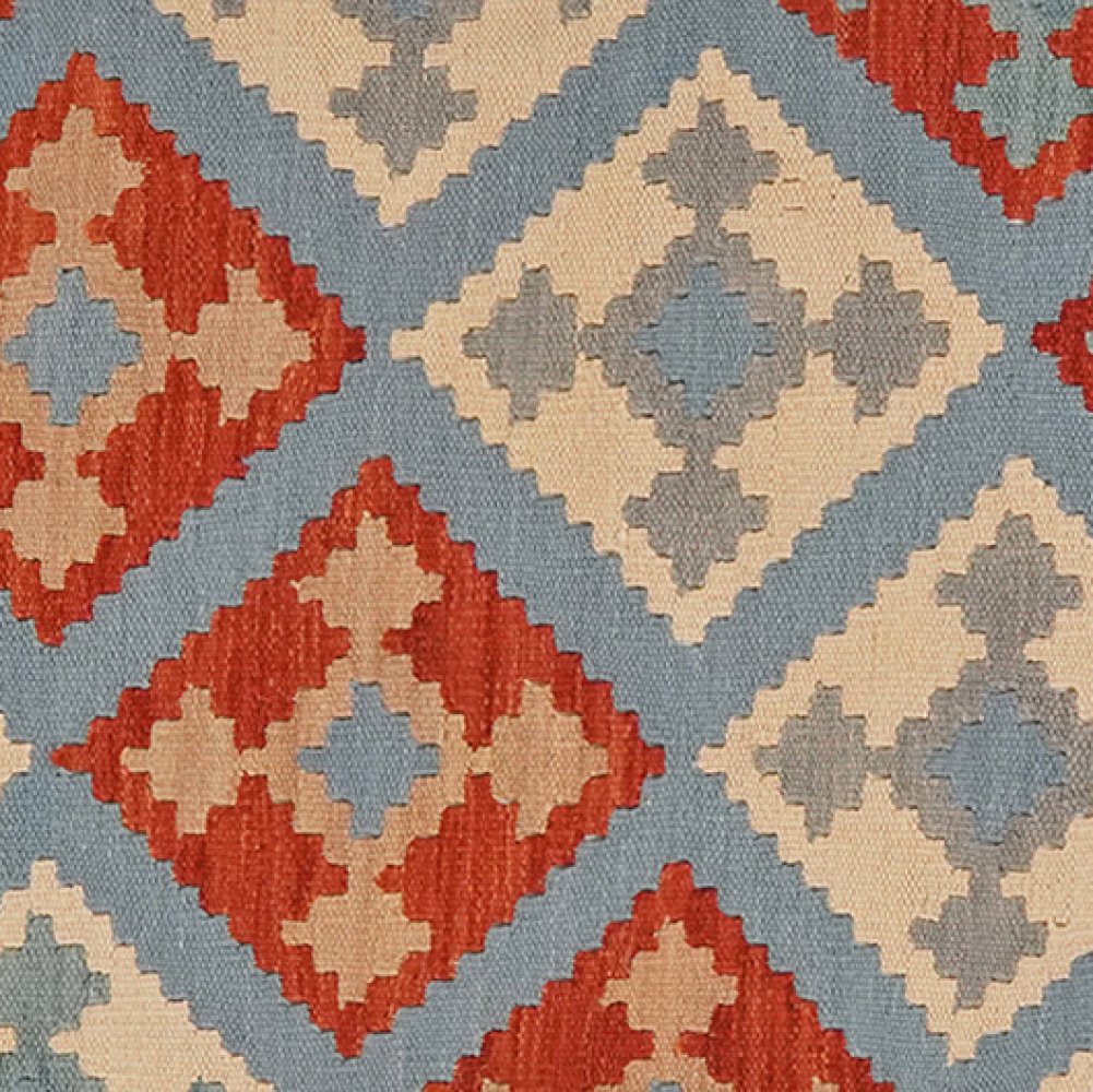 Kelim Gashgai — Handmade, 77x284 cm, Blue, 100% Virgin Wool | View 4