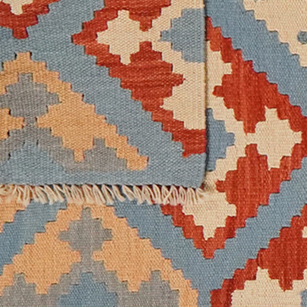 Kelim Gashgai — Handmade, 77x284 cm, Blue, 100% Virgin Wool | View 6