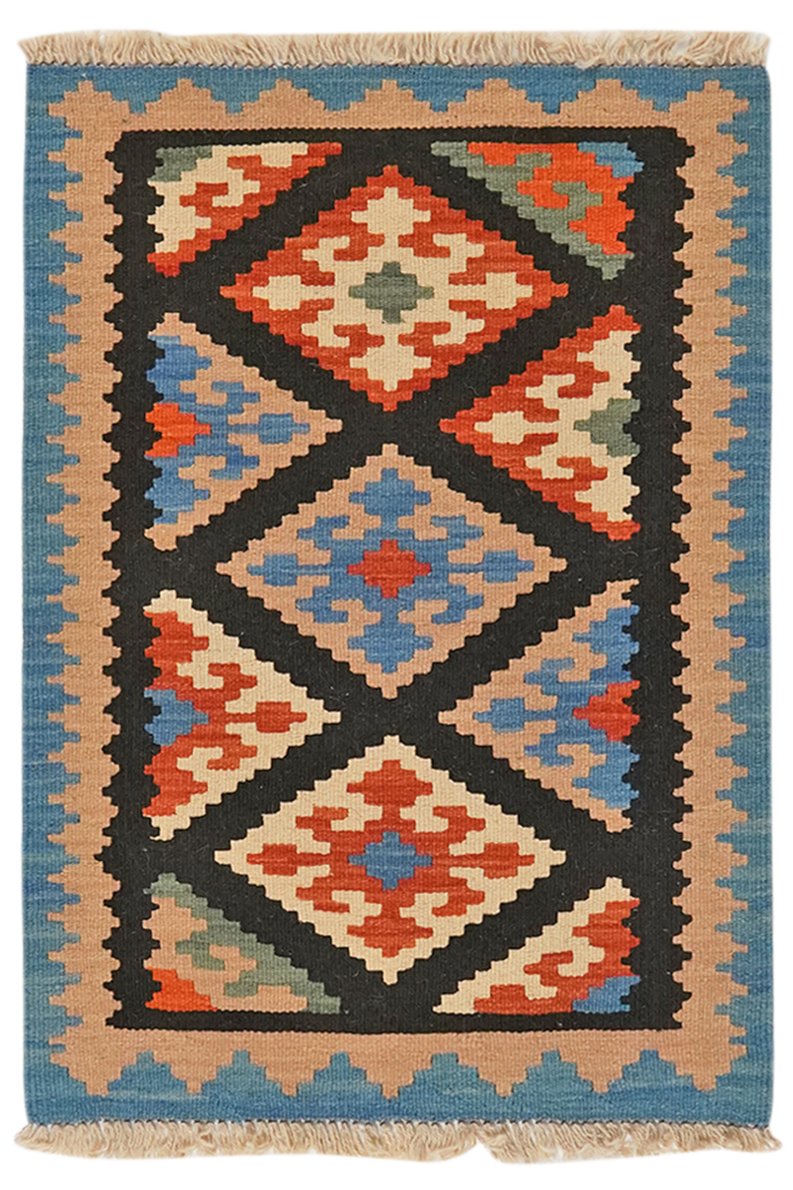 Kelim Gashgai — Handgefertigt, 86x61 cm, Beige, 100% Virgin Wool | Main view