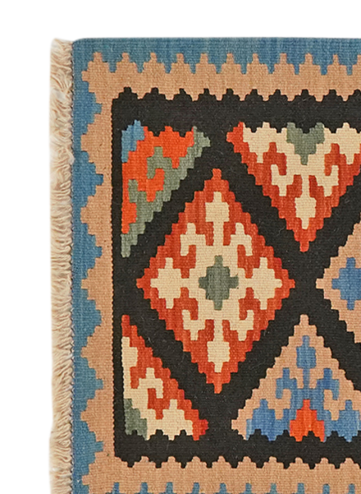 Kelim Gashgai — Handgefertigt, 86x61 cm, Beige, 100% Virgin Wool | View 4