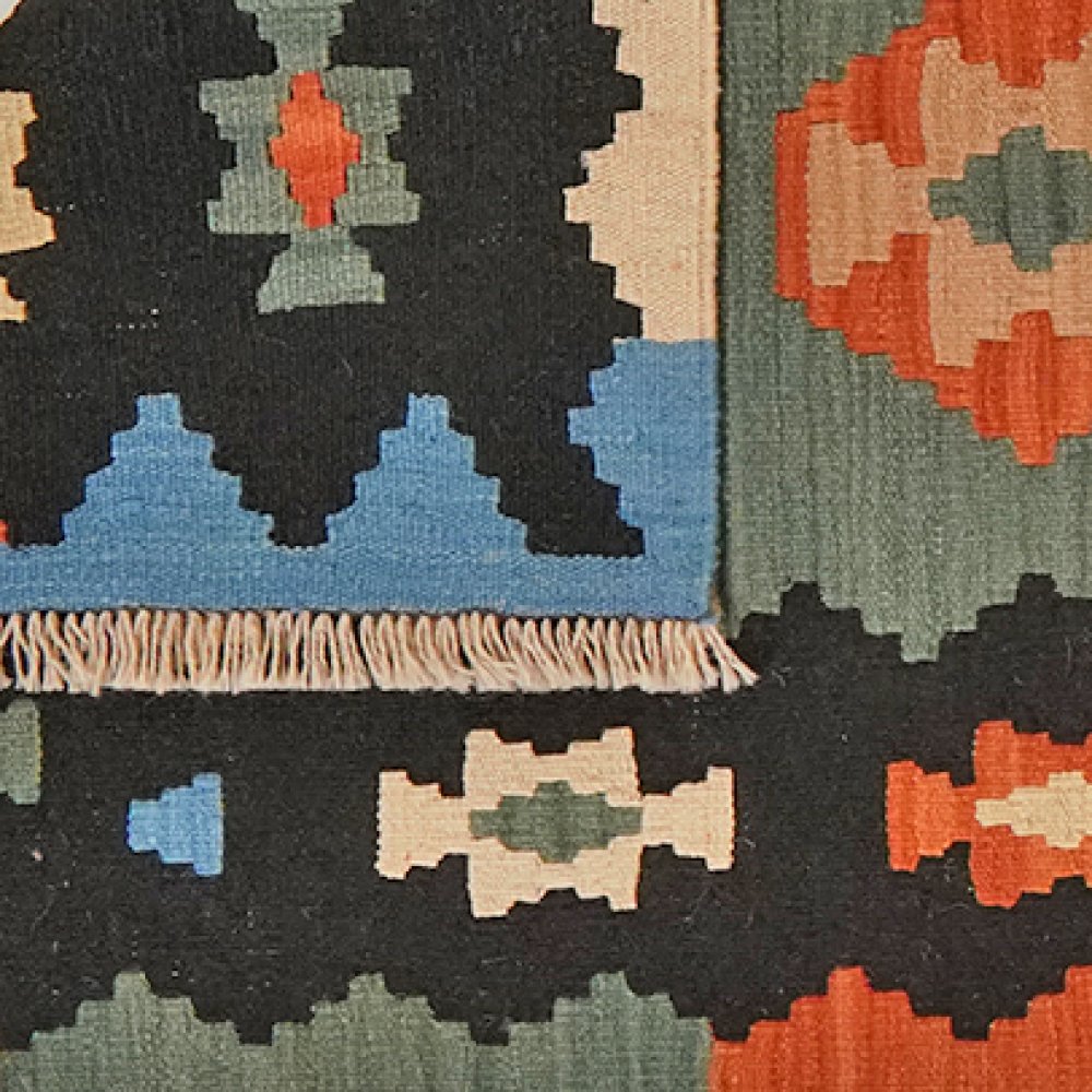 Kelim Gashgai — Handmade, 85x295 cm, Black, 100% Virgin Wool | View 6