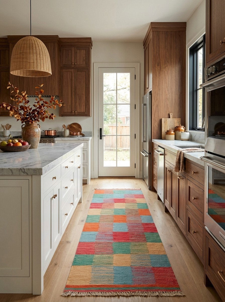 Kelim Gashgai — Handgefertigt, 201x62 cm, Bunt, 100% Virgin Wool | Back view