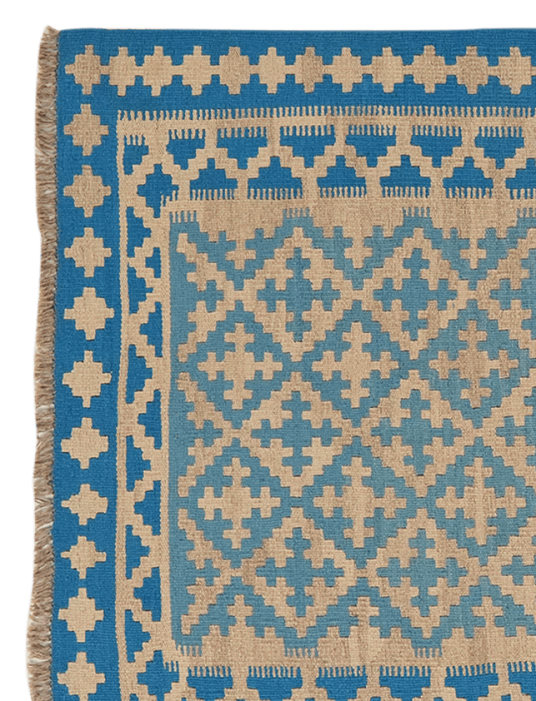 Kelim Gashgai — Handmade, 120x179 cm, Blue, 100% Virgin Wool | View 3