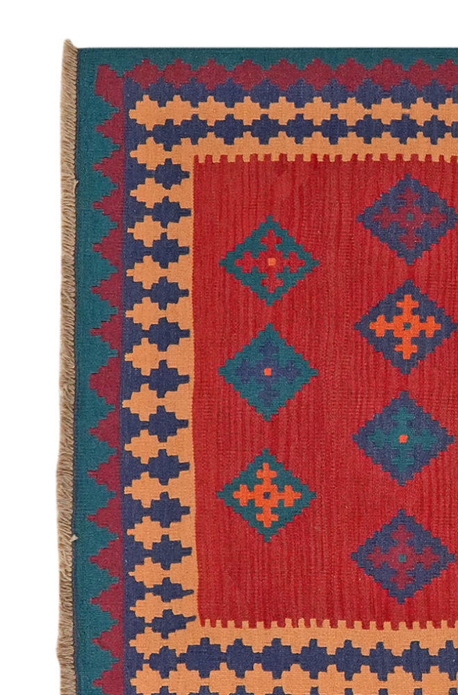 Kelim Gashgai — Handgefertigt, 176x125 cm, Blau, 100% Virgin Wool | View 4