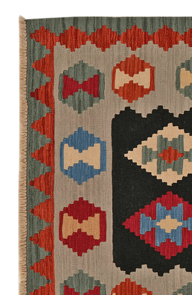 Kelim Gashgai — Handmade, 125x187 cm, Black, 100% Virgin Wool | View 3