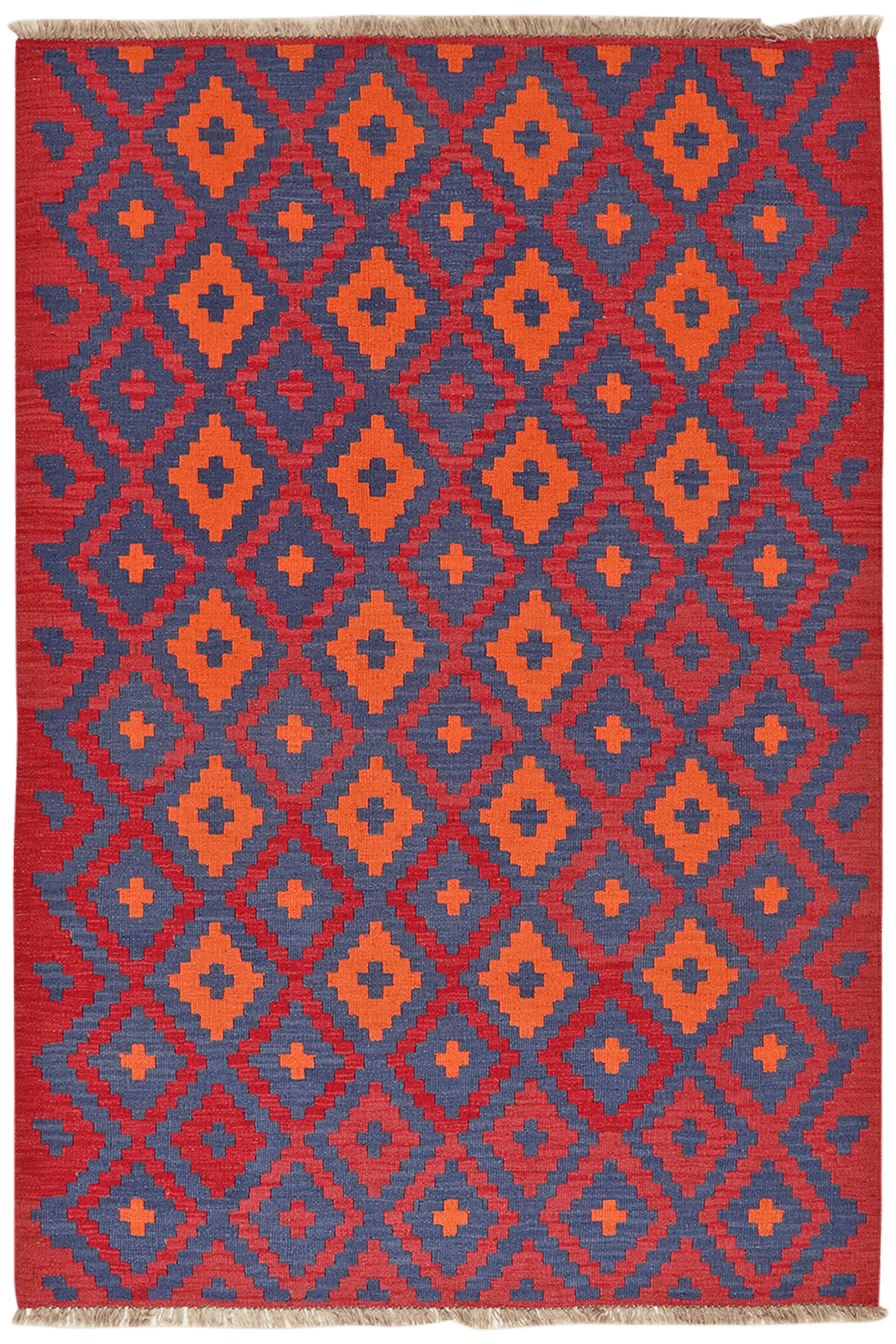 Kelim Gashgai — Handmade, 125x183 cm, Red, 100% Virgin Wool | Main view
