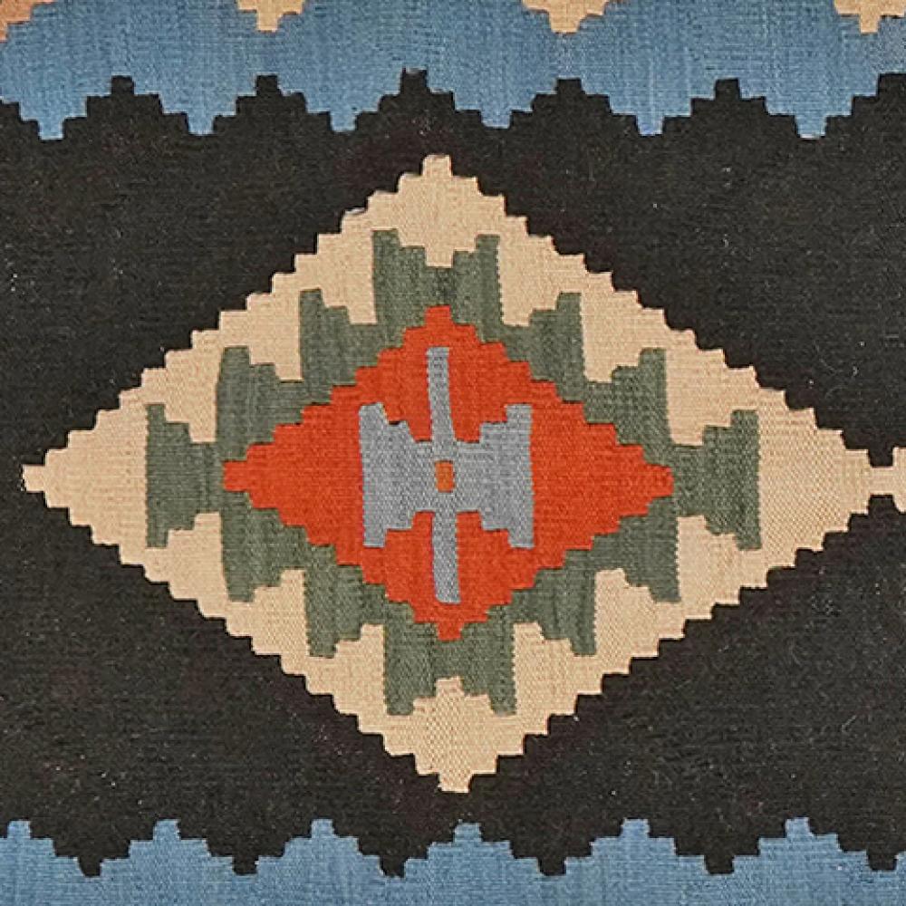 Kelim Gashgai — Handmade, 126x181 cm, Black, 100% Virgin Wool | View 4