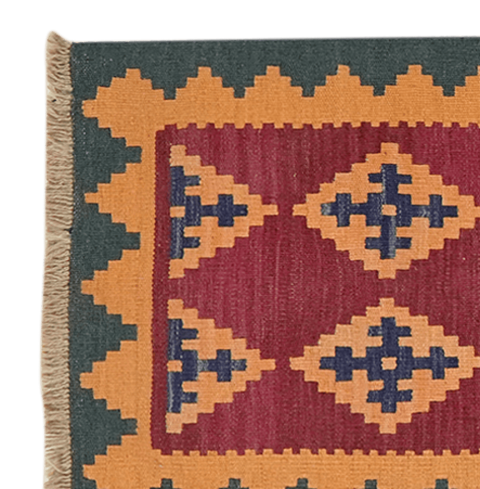 Kelim Gashgai — Handmade, 57x200 cm, Violett, 100% Virgin Wool | View 3